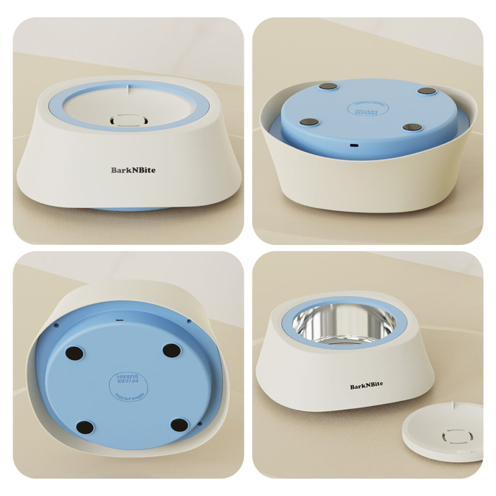 Pet floating water bowl Multi-angle view