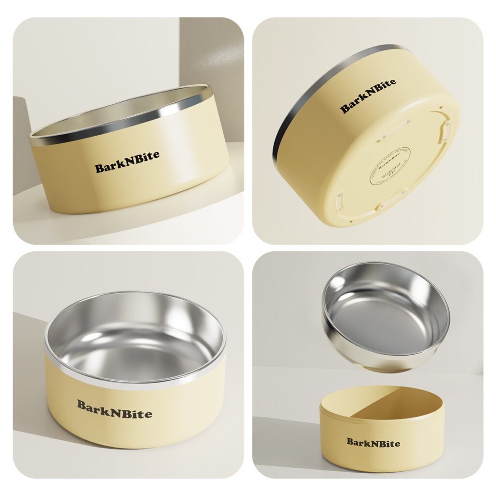 800ml 304 stainless steel pet bowl Multi-angle view