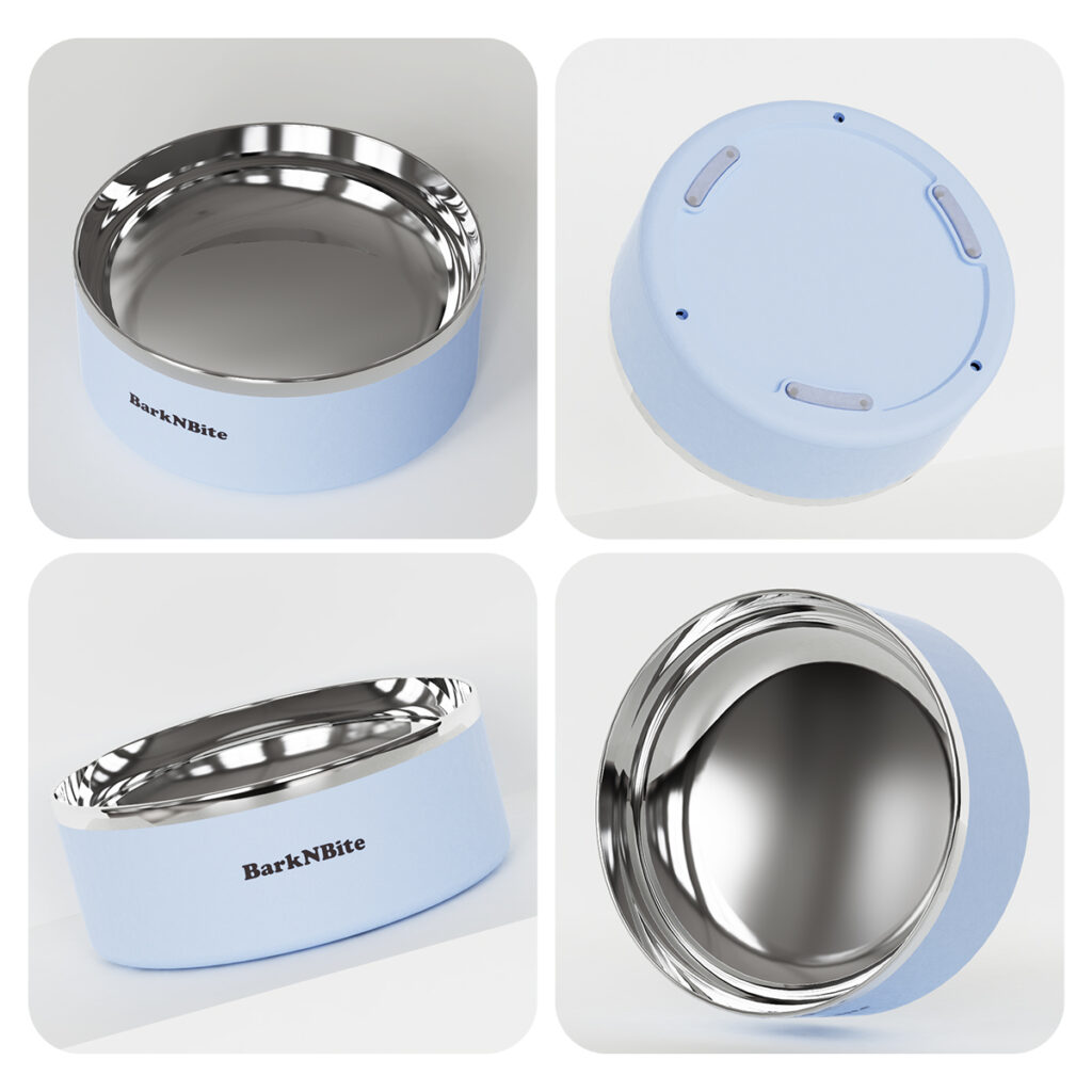 Low-depth pet bowl Multi-angle view