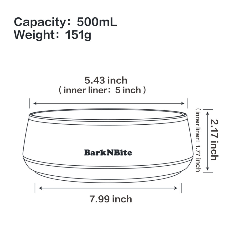 500ml 304 stainless steel pet bowl weight