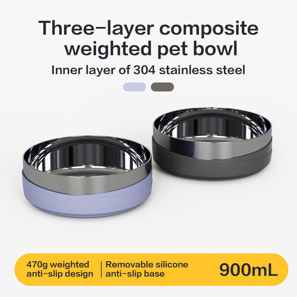 Three-layer composite weighted pet bowl