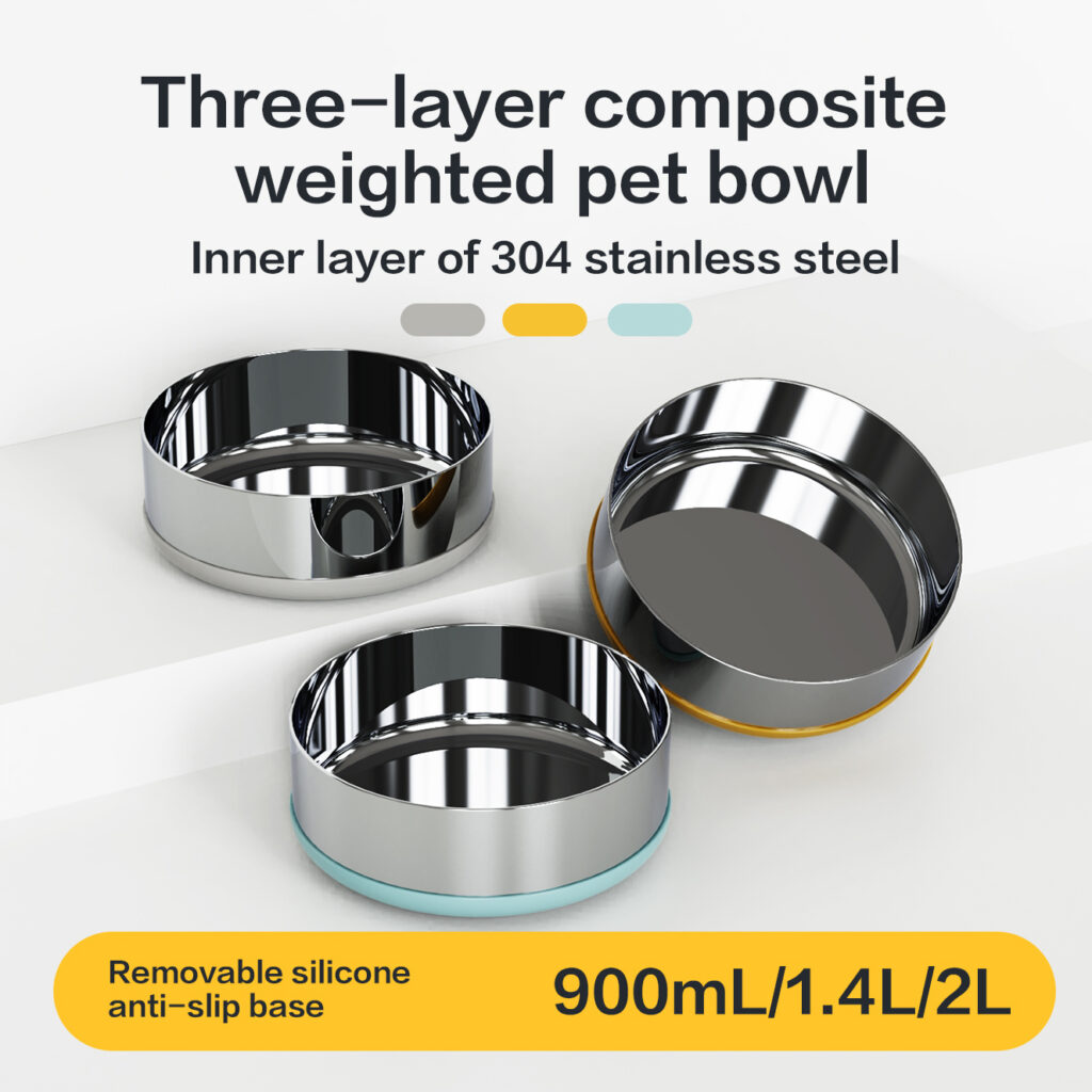 Three-layer composite weighted pet bowl